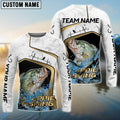 BlueJose Crappie Fishing White Marble & Gold Trim Splash Heartbeat Line Custom Name & Team Name 3D Shirts