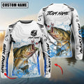 BlueJose Bass Fishing White Black Curve Pattern Design Custom Name & Team Name 3D Shirts