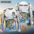 BlueJose Crappie Fishing White Black Curve Pattern Design Custom Name & Team Name 3D Shirts