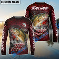 BlueJose Bass Fishing Red Dragon Scale Lightning Custom Name & Team Name 3D Shirts