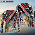 BlueJose Bass Fishing Red Grunge Camo Custom Name & Team Name 3D Shirts
