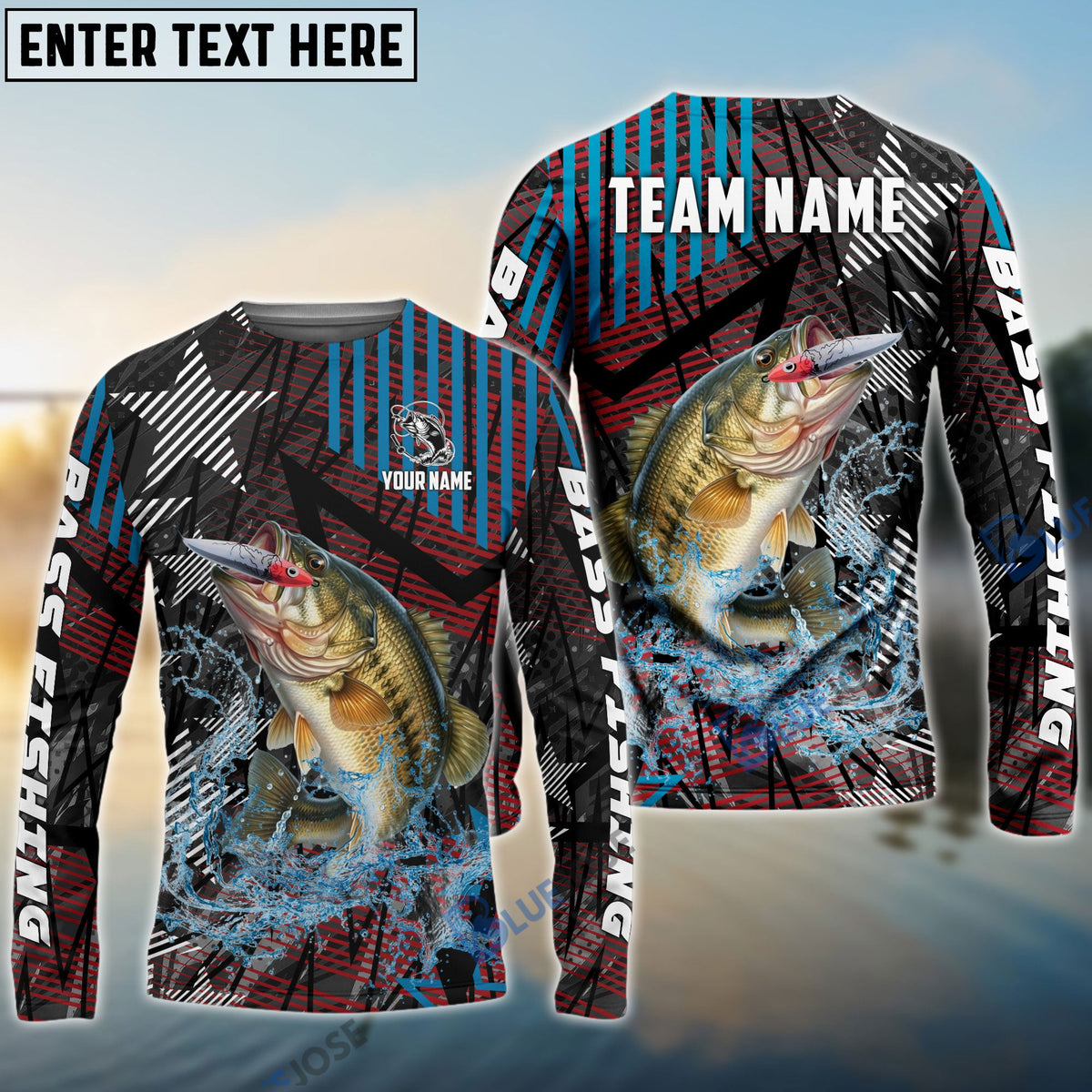 BlueJose Bass Fishing Rising Star Custom Name & Team Name 3D Shirts
