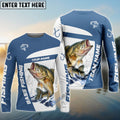 BlueJose Bass Fishing Light Navy Sport Custom Name & Team Name 3D Shirts