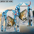BlueJose Bass Fishing Light Blue Camo Sport Custom Name & Team Name 3D Shirts