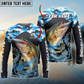 BlueJose Bass Fishing Blue Camo Sport Custom Name & Team Name 3D Shirts