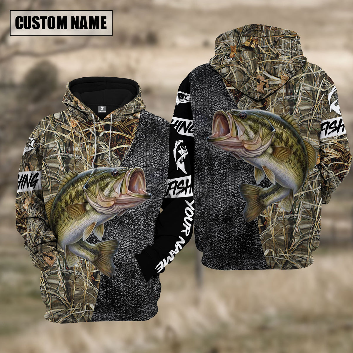 BlueJose Custom Largemouth Bass Fishing Camo Personalized Bass Fishing 3D Shirt