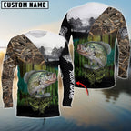 BlueJose Crappie Fishing Camo Freshwater Fish Customize Name 3D Shirt