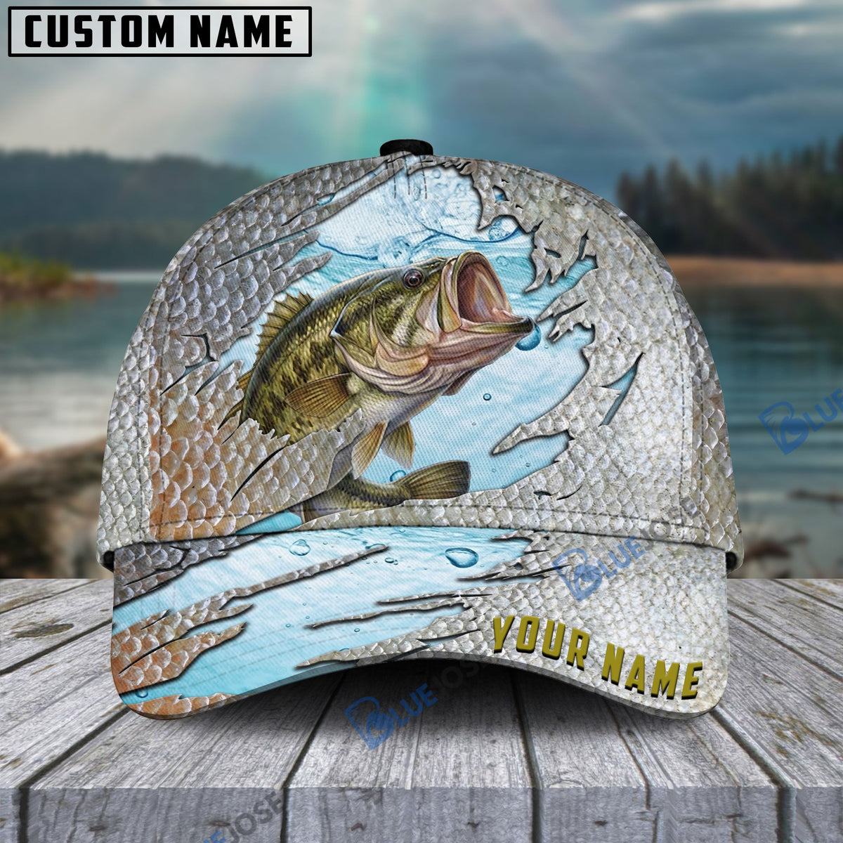 BlueJose Bass Fish Cool Fishing Personalized Cap