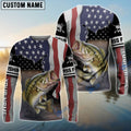 BlueJose Bass Fishing American Flag Fishing Long Sleeves