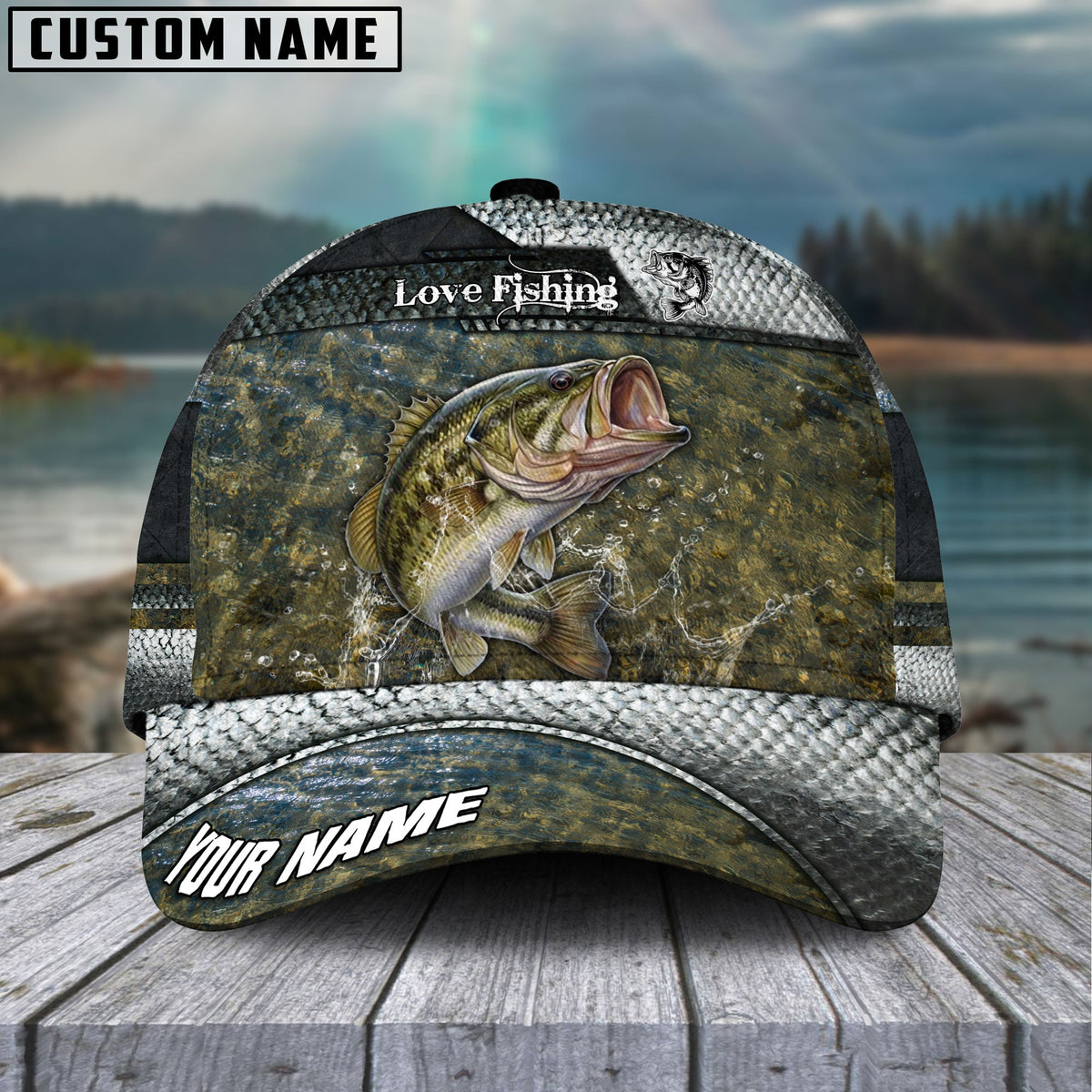 BlueJose Bass Fish Love Fishing Personalized Cap