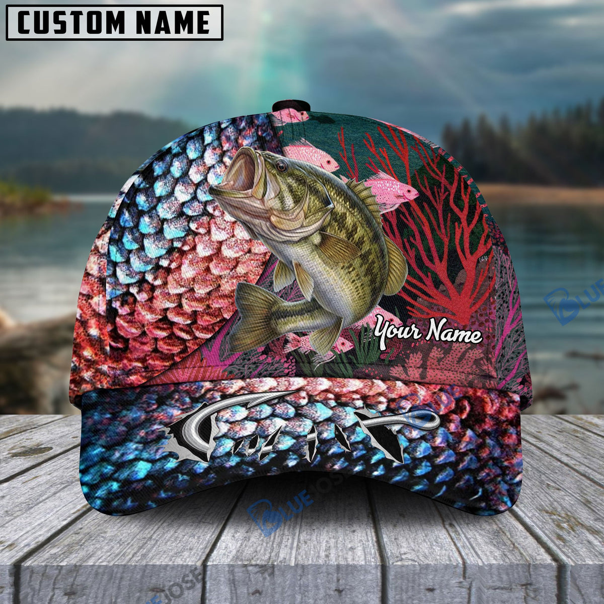 BlueJose Personalized Bass Fishing Colorful Cap
