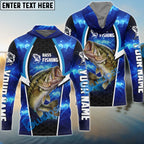 BlueJose Bass Fishing Blue Galaxy Custom Long Sleeve Performance Fishing Shirts
