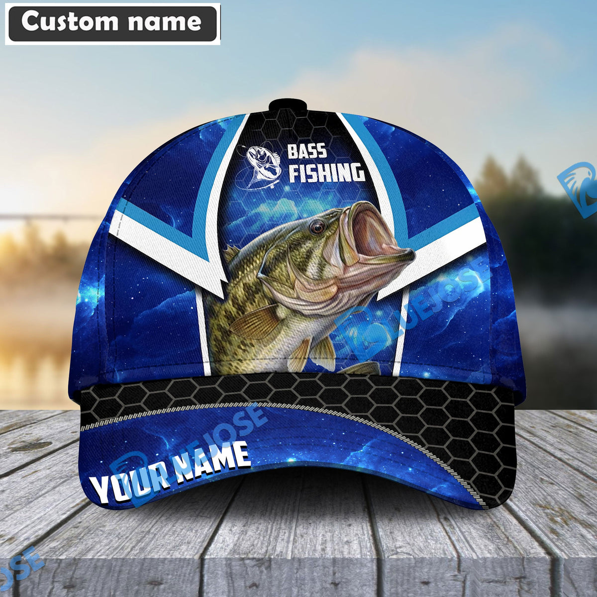 BlueJose Personalized Bass Fishing Blue Galaxy Cap