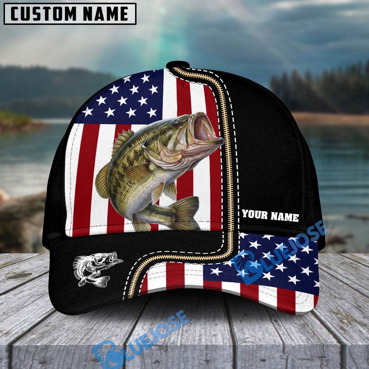 BlueJose Bass Personalized Fishing Classic Cap