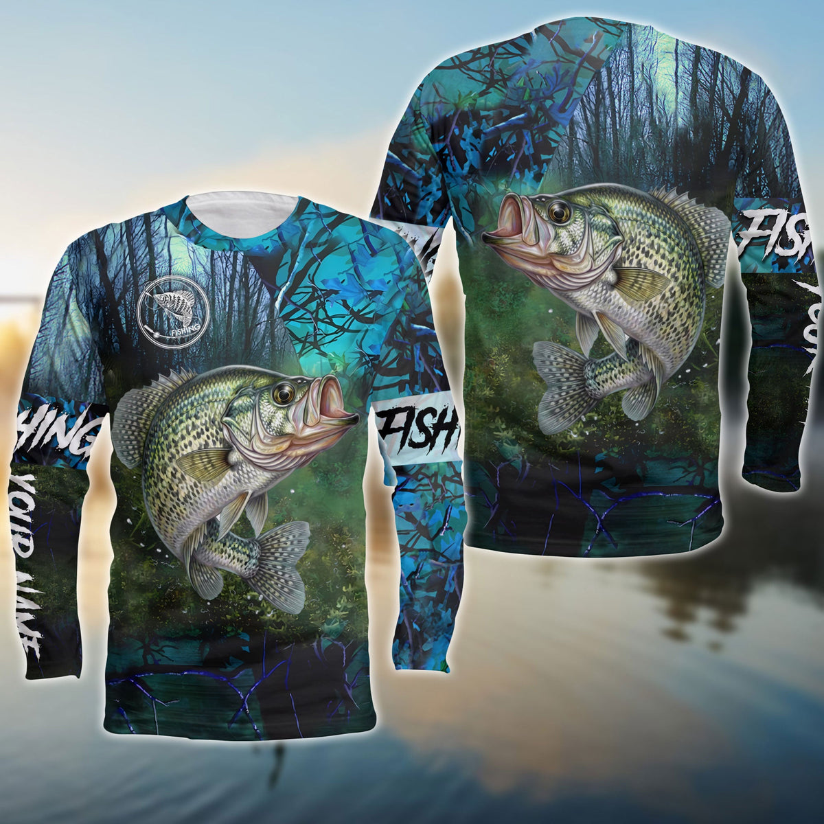 BlueJose Crappie Fishing Blue Camo Custom Name 3D Shirts