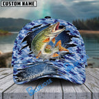 BlueJose Fishing Blue Camo Rip-Through Design Personalized Cap (13 Breeds)