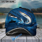 BlueJose Fishing Heartbeat Boat Scene Personalized Cap (13 Breeds)