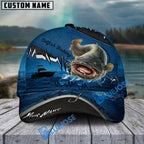 BlueJose Fishing Heartbeat Boat Scene Personalized Cap (13 Breeds)