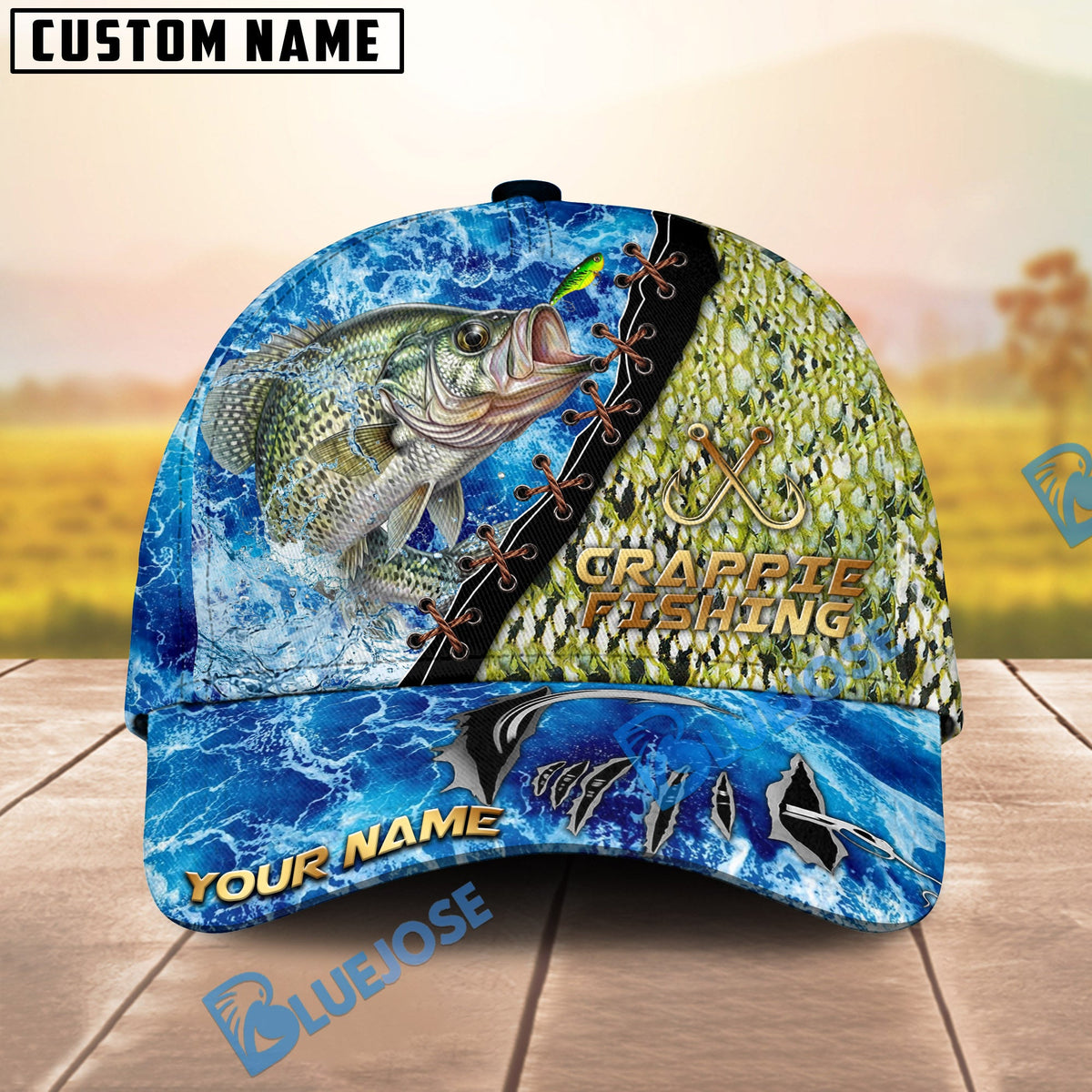 BlueJose Fishing Ocean Wave Skin Design Personalized Cap (13 Breeds)