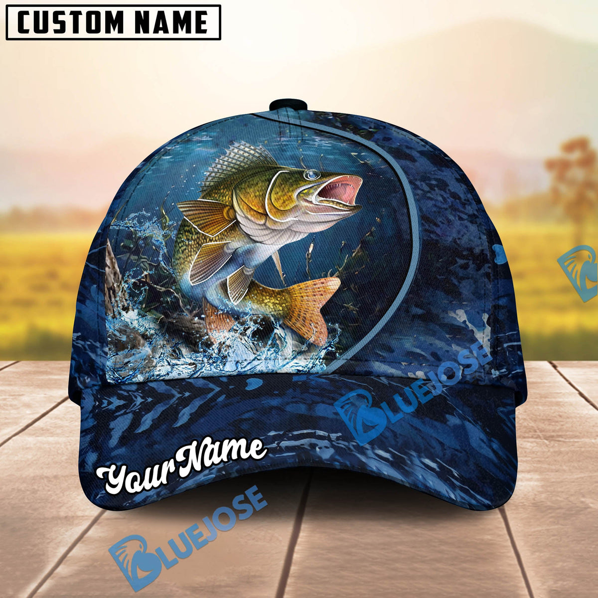 BlueJose Fishing Underwater River Scene Design Personalized Cap (13 Breeds)