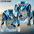 BlueJose Crappie Fishing Blue Scale Splash Custom Name & Team Name 3D Shirts
