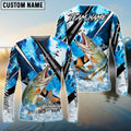 BlueJose Pike Fishing Blue Scale Splash Custom Name & Team Name 3D Shirts