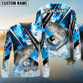 BlueJose Striped Bass Fishing Blue Scale Splash Custom Name & Team Name 3D Shirts