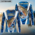 BlueJose Trout Fishing Blue Camo Performance Custom Name & Team Name 3D Shirts