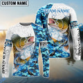 BlueJose Walleye Fishing Blue Camouflage Water Splash Custom Name & Team Name 3D Shirts