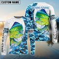 BlueJose Mahi-Mahi Fishing Blue Camouflage Water Splash Custom Name & Team Name 3D Shirts