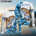 BlueJose Red Fish Fishing Blue Camouflage Water Splash Custom Name & Team Name 3D Shirts