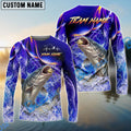 BlueJose Catfish Fishing Purple Wave Ocean Splash Design Custom Name & Team Name 3D Shirts