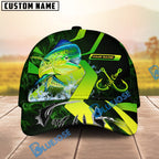 BlueJose Fishing Neon Green Neon Hook Splash Personalized Cap (13 Breeds)