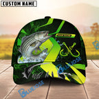 BlueJose Fishing Neon Green Neon Hook Splash Personalized Cap (13 Breeds)