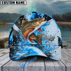 BlueJose Fishing Hook Blue Scale Water Splash Personalized Cap (13 Breeds)
