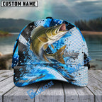 BlueJose Fishing Hook Blue Scale Water Splash Personalized Cap (13 Breeds)