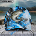 BlueJose Fishing Hook Blue Scale Water Splash Personalized Cap (13 Breeds)