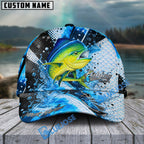 BlueJose Fishing Hook Blue Scale Water Splash Personalized Cap (13 Breeds)