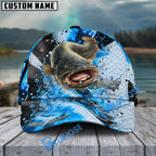 BlueJose Fishing Hook Blue Scale Water Splash Personalized Cap (13 Breeds)