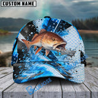 BlueJose Fishing Hook Blue Scale Water Splash Personalized Cap (13 Breeds)