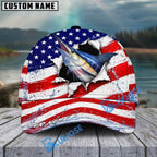 BlueJose Fishing Patriotic Flag Water Splash Personalized Cap (13 Breeds)