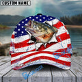 BlueJose Fishing Patriotic Flag Water Splash Personalized Cap (13 Breeds)