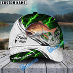 BlueJose Fishing Green Lightning White Scale Water Splash Personalized Cap (13 Breeds)