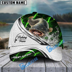 BlueJose Fishing Green Lightning White Scale Water Splash Personalized Cap (13 Breeds)