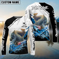 BlueJose Catfish Fishing Black White Water Flow Custom Name & Team Name 3D Shirts