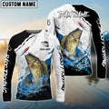 BlueJose Crappie Fishing Black White Water Flow Custom Name & Team Name 3D Shirts