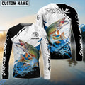 BlueJose Pike Fishing Black White Water Flow Custom Name & Team Name 3D Shirts
