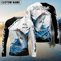 BlueJose Salmon Fishing Black White Water Flow Custom Name & Team Name 3D Shirts