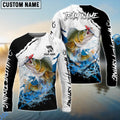 BlueJose Walleye Fishing Black White Water Flow Custom Name & Team Name 3D Shirts