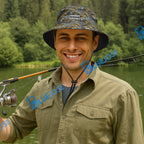 BlueJose Walleye Fish Pattern Custom Name Bucket Hat
